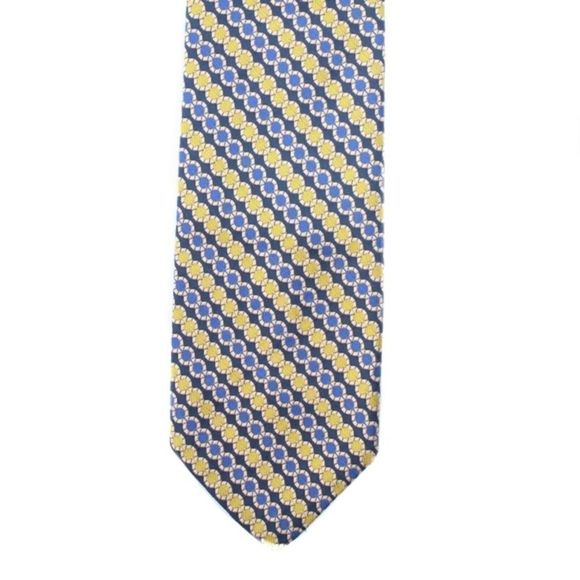 LANVIN BLUE & YELLOW SILK TIE